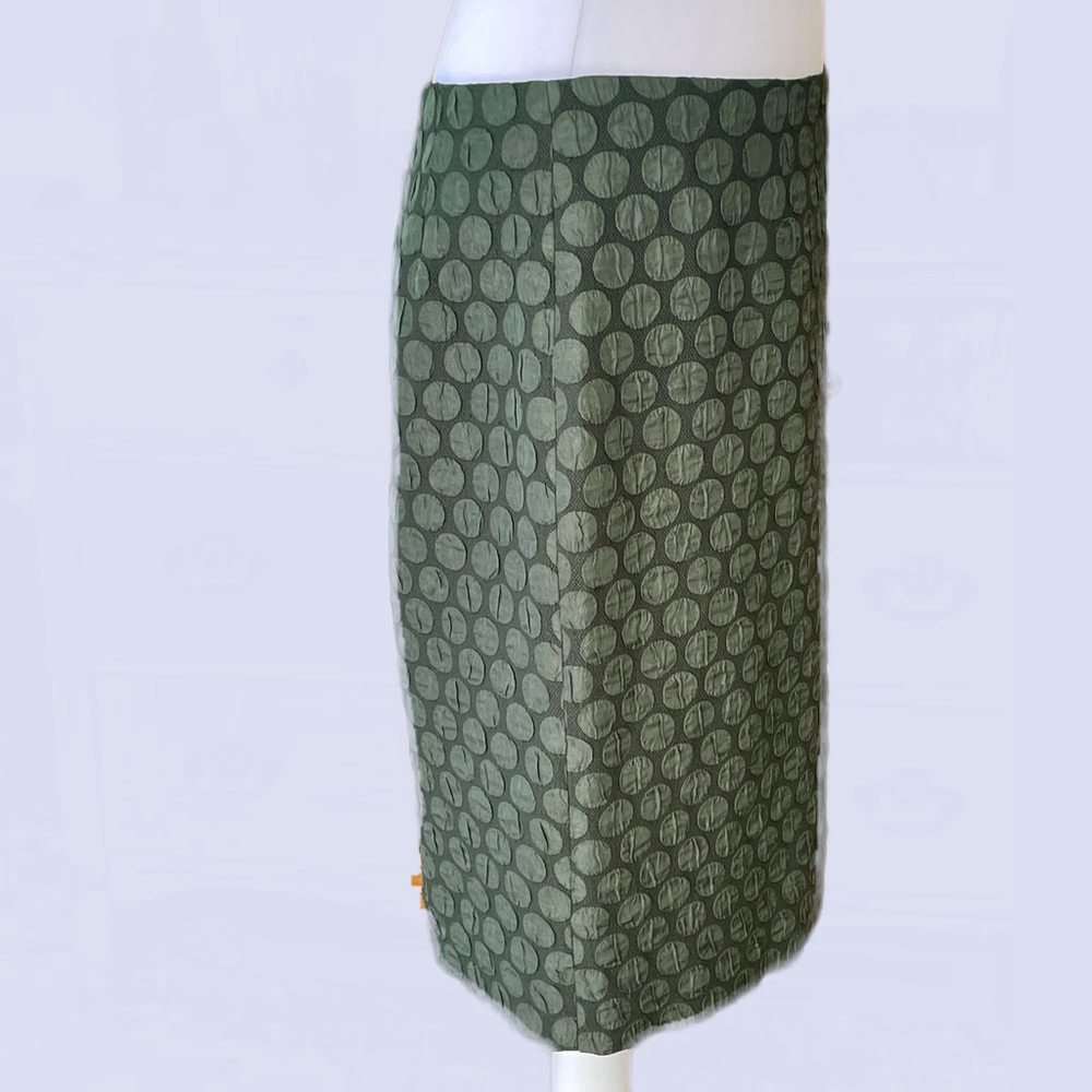 Anthropologie Maeve Green Jacquard Polka Dot Pencil Skirt Size 10 - Picture 3 of 9